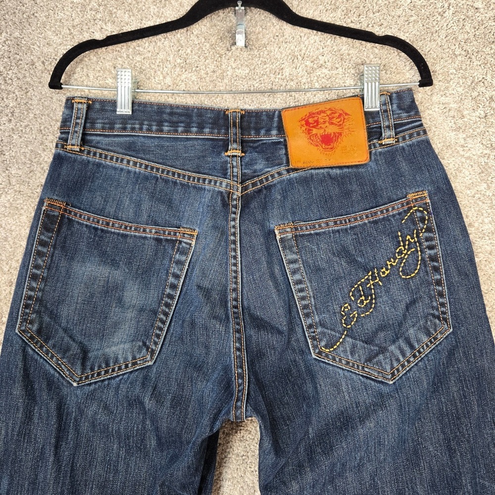 Ed Hardy Christian Audigier Button Fly Jeans Men 32x32 (fit 31x30 Y2K distressed
